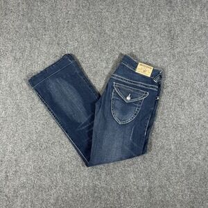 True Religion Low Rise Jeans Women's 27 Dark Blue Bootcut Distressed USA #2004